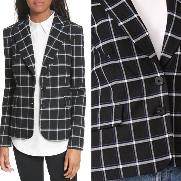Derek Lam 10 Crosby Plaid Print Blazer, Size XL - Picture 11 of 11